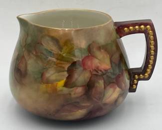 Hand Painted Artist Signed Cider Pitcher 
