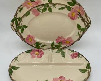 3 Franciscan Ware "Desert Rose" 2 Platters & Divided Tray, California Pottery