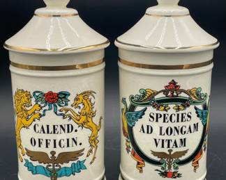 Pair of Porcelain Apothecary Jars, Jeanne Robinette of California