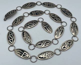 Signed Native American Hopi Concho Belt by Manuel Hoyungowa