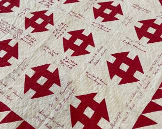 Hand Stitched Friendship "Monkey Wrench" Quilt, Provenance of Van Dorn Family from Hoytville, Ohio