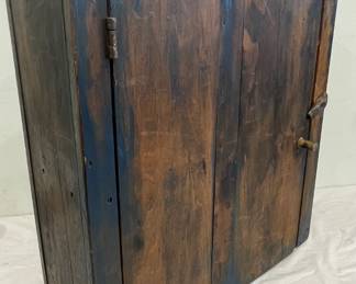 Primitive Wall Cupboard in Old Blue Paint