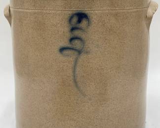 Early Blue Decorated Mid-Western 3 Gallon Crock