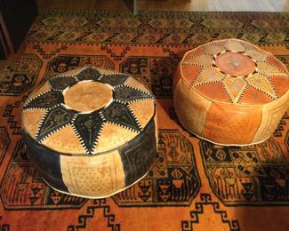 Moroccan Leather Poof/Ottoman