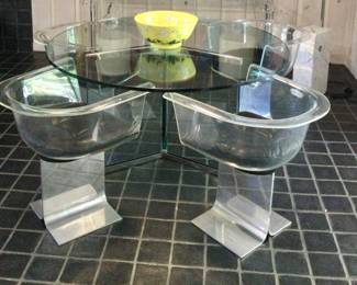 Chrome & Glass 54" Round Dining Table by Pace w/4 Chairs