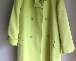 Lime Green Double Breasted Coat w/Matching Button Flaps