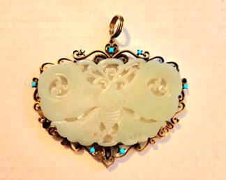 Carved Jade Butterfly Pendant