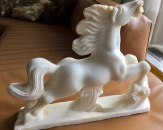 Galloping Alabaster Horse Sculpture