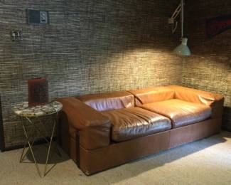 Vintage Cognac Leather Pulll Out Daybed