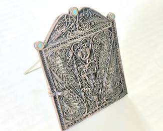 Israeli Silver Filigree Mezuzah Case Circa 1950