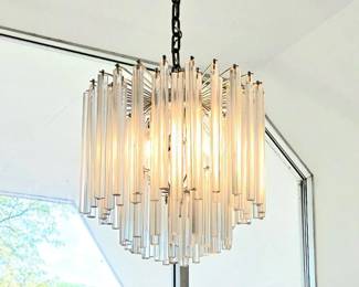Venini Style Chandelier in Murano Crystal Prisms