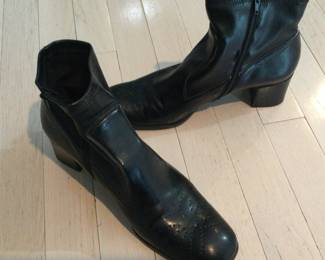 Franco Sarto Buttery Black Leather Ankle Boots
