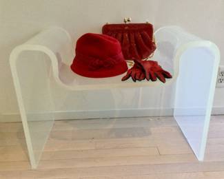 Karl Springer Sculptural Lucite Bench
