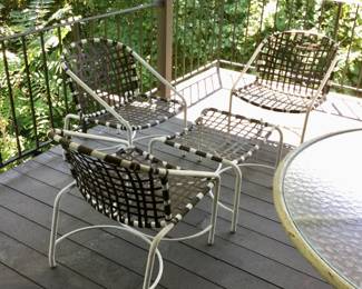Vintage Brown Jordan Strap Patio Chairs w/Ottoman