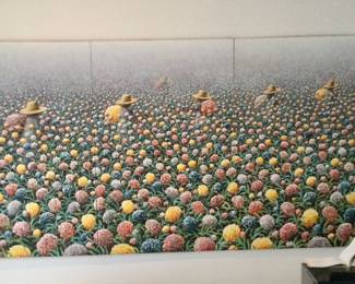 Signed Oil Painting 1995 by Casiano Garcia  46" x 70" each Triptych Panel