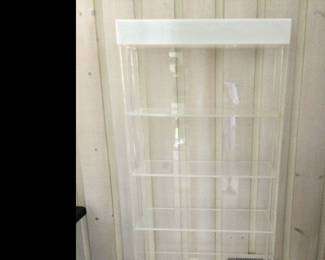 MCM lucite & white acrylic etagere w/ top& bottom lights  styled after Karl Springer
