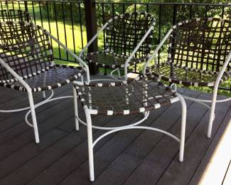 Vintage Brown Jordan Strap Patio Chairs w/Footstool