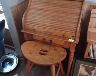 Desk and Contents and Stool