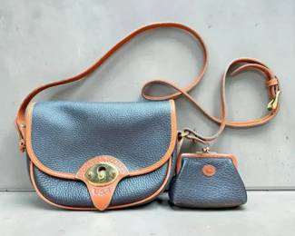 Vintage Dooney & Bourke Leather Crossbody Bag & Coin Purse/COA