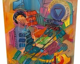 Jim Stallings Signed "Jazz Soul" Abstract Acrylic On Canvas, 36x42, COA