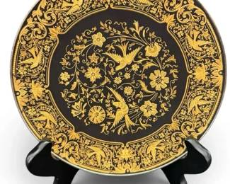 Spanish El Corte Inglés Black & Gold Decorative Bird & Floral Plate