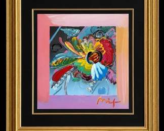 Peter Max "NY Flower Show" 1999 Signed Mixed Media Acrylic & Lithograph w/Park West COA