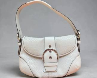 Authentic Coach White Signature Shoulder Bag with COA