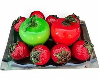 Glass Fruit Collection with Decorative Glass Platter