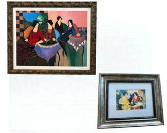Itzchak Tarkay Signed Framed Figurative Art and Framed Colorful Figurative Art