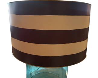 Vintage Stray Dog design metal shade blown glass base