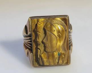 a10K Tigers Eye Roman Centurion Mens Ring