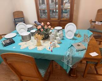 China, dining room table & chairs, china closet