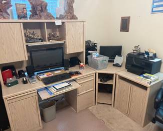 Desk, office supplies