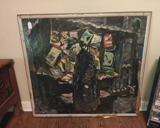 Paul Haller Jones signed oil on board "The News Vendor" 1955