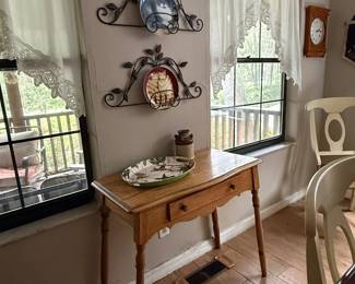 classic wooden console table small desk with a single center drawer