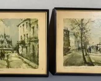 Pair of Framed Paris Cityscape Prints – Notre Dame & Seine