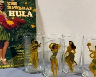 Hawaiian Hula Dancer Drinking Glasses & The Hawaiian Hula Book