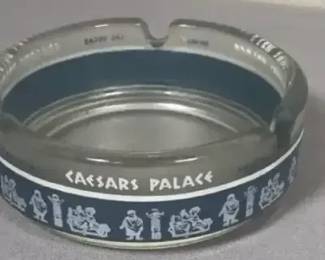 Vintage Caesars Palace Las Vegas Blue-Band Glass Ashtray