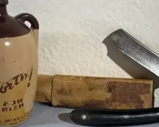 Vintage Harris-Goar Straight Razor with Seaforth Men’s Toiletry Jug