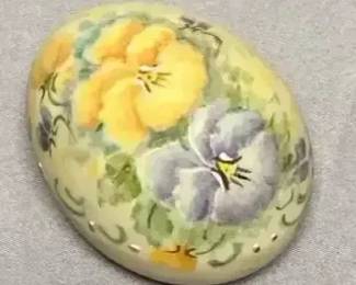 Sue Lewis Signed 1991 Hand-Painted Decorative Egg