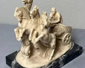 G. Ruggeri Made in Italy Horse-Drawn Chariot Sculpture