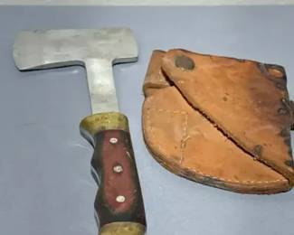 Old Smokey Cleaver & Stainless Pakistan Hatchet with Leather Sheath