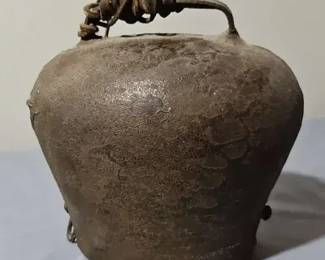Large Rustic Metal Cowbell with Leather Strap