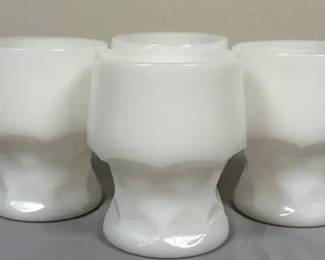 Unique Design White Milk-Glass Pedestal Cups – Set of 10