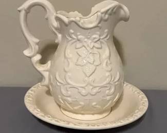 Inarco Japan E-4093 White Ceramic Pitcher & Wash Basin Set