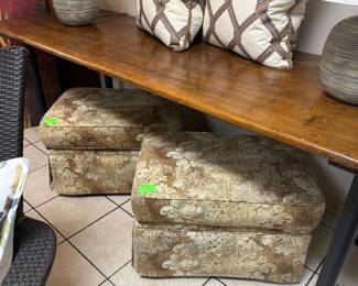 Pair Skirted Ottomans
