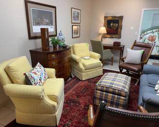 Plaid Skirted Ottoman,  Artwork, Rug