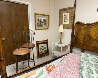 29” Leather & Wrought Iron Barstools