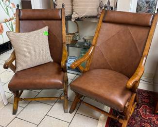 Pair Leather Accent Chairs