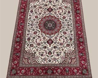 Burgundy & Ivory Medallion Rug – Classic Traditional Style